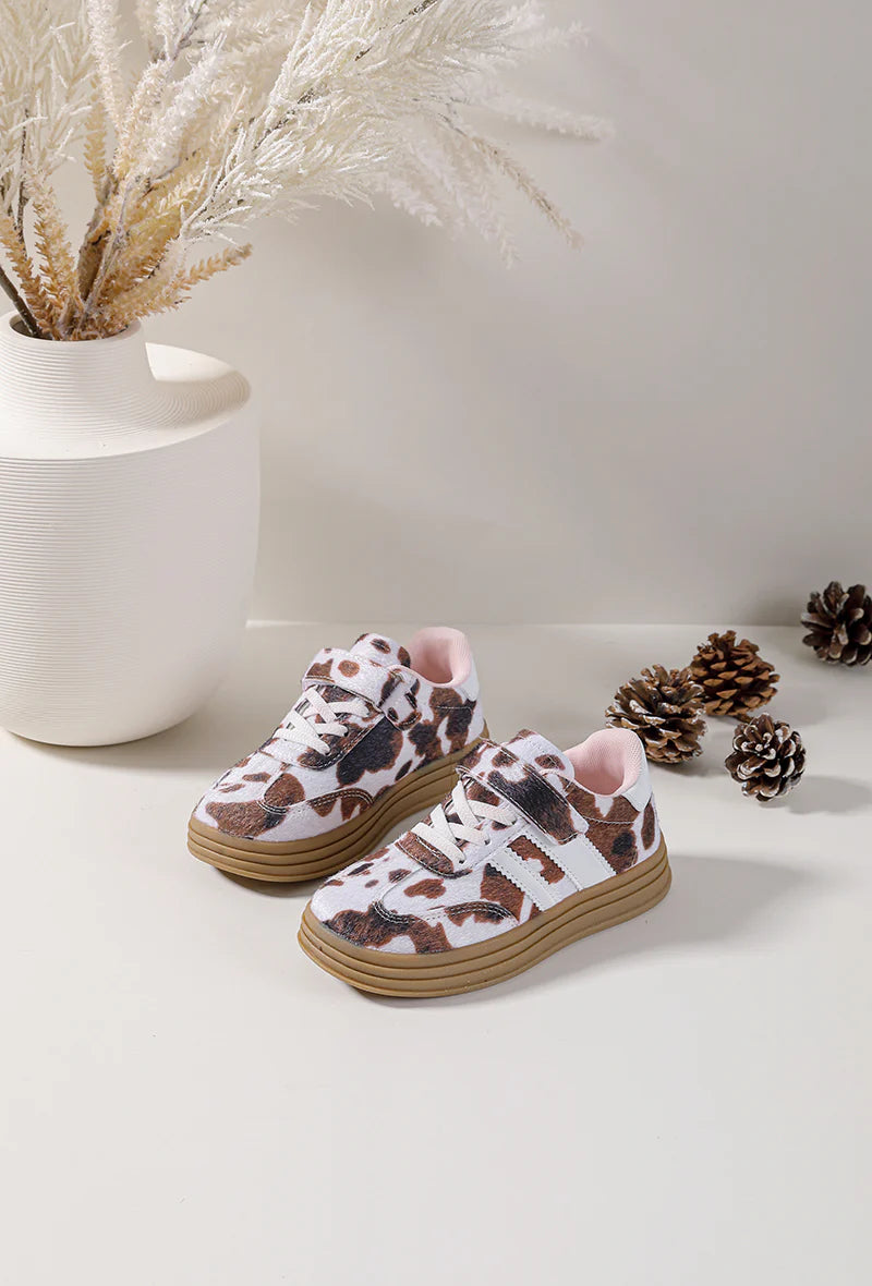 Baskets enfant léopard à scratch – Sneakers tendance à semelle épaisse