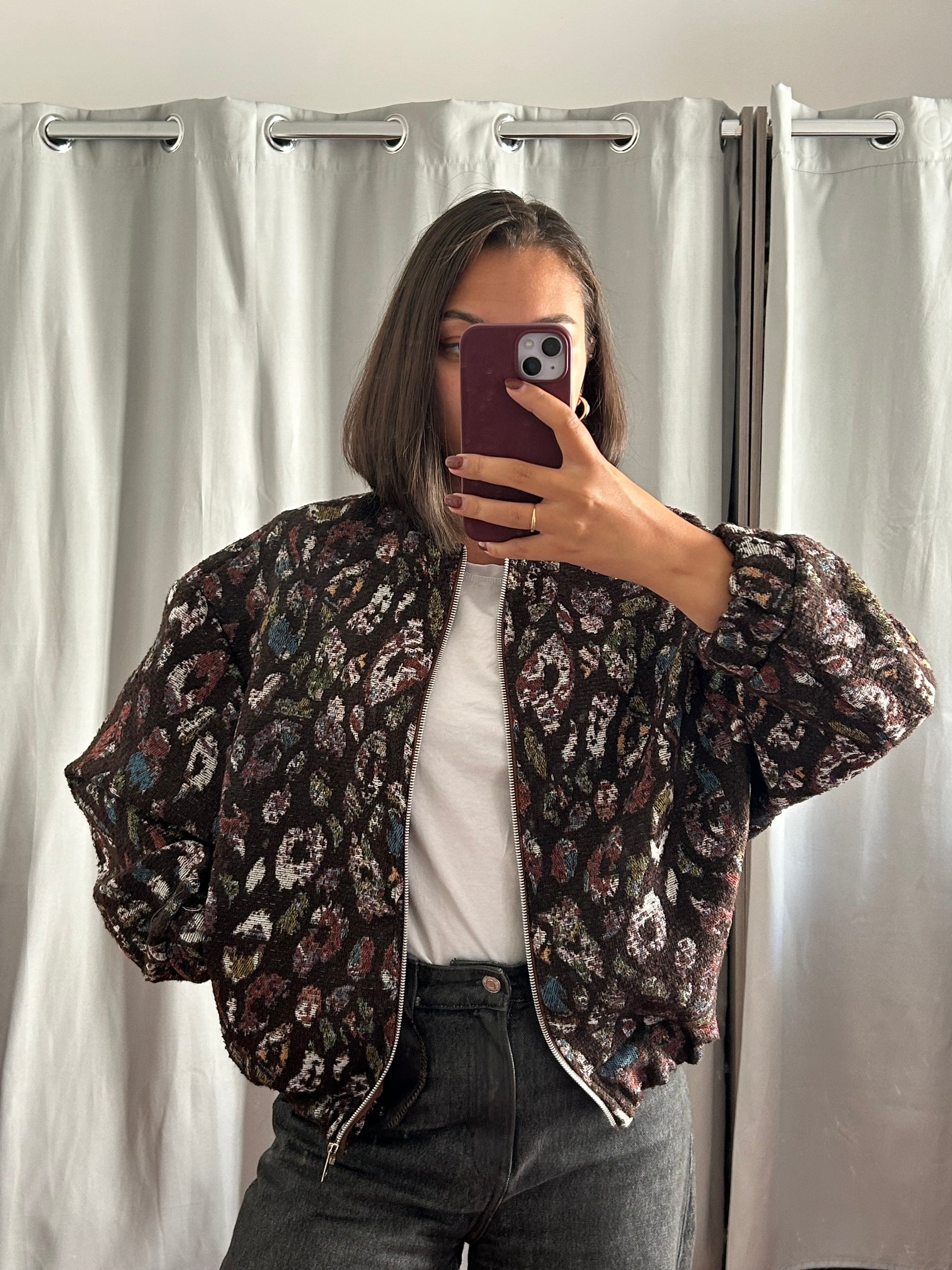 Veste bombers imprimée abstraite multicolore