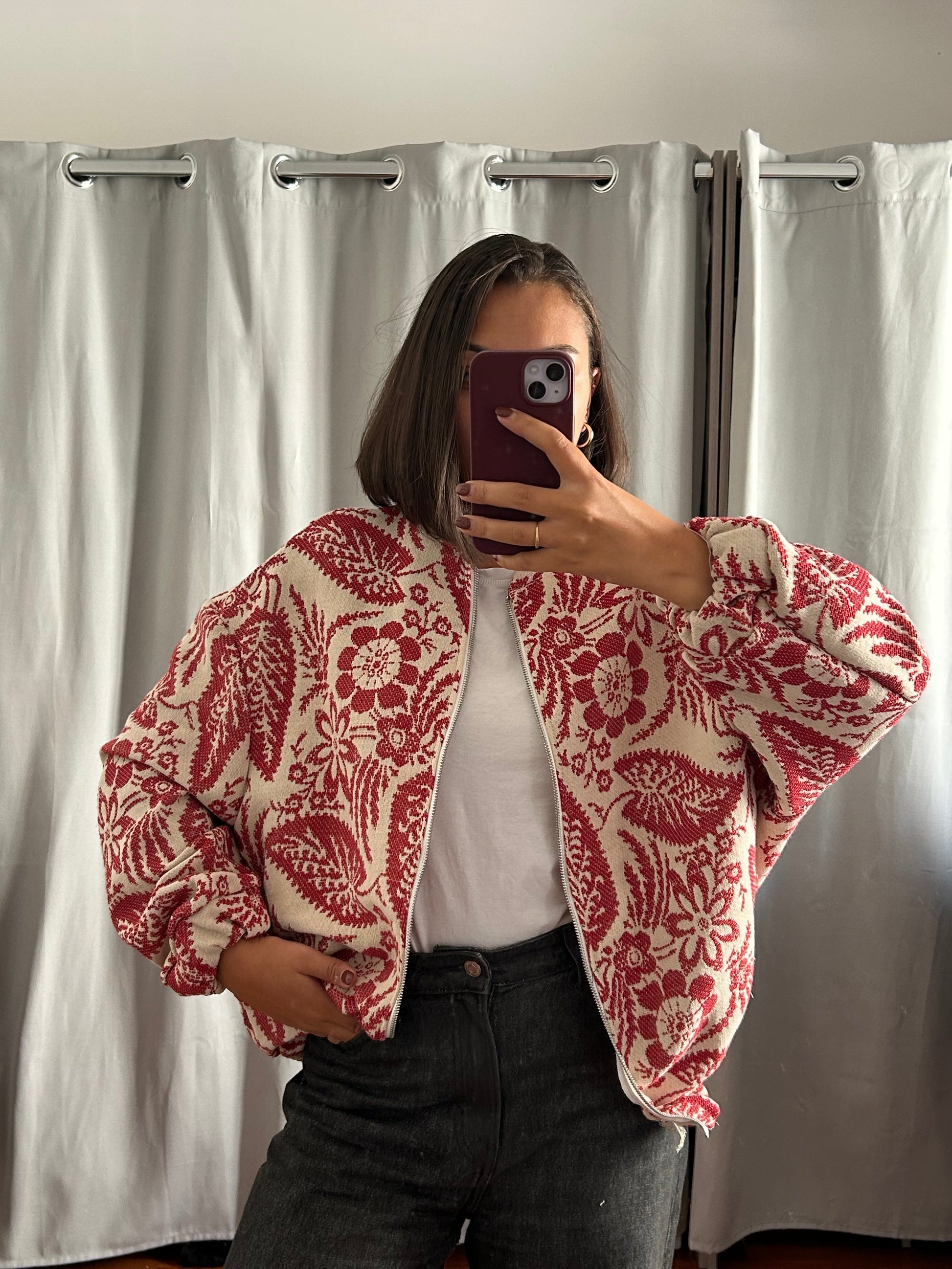 Veste bombers patchwork rose & violet