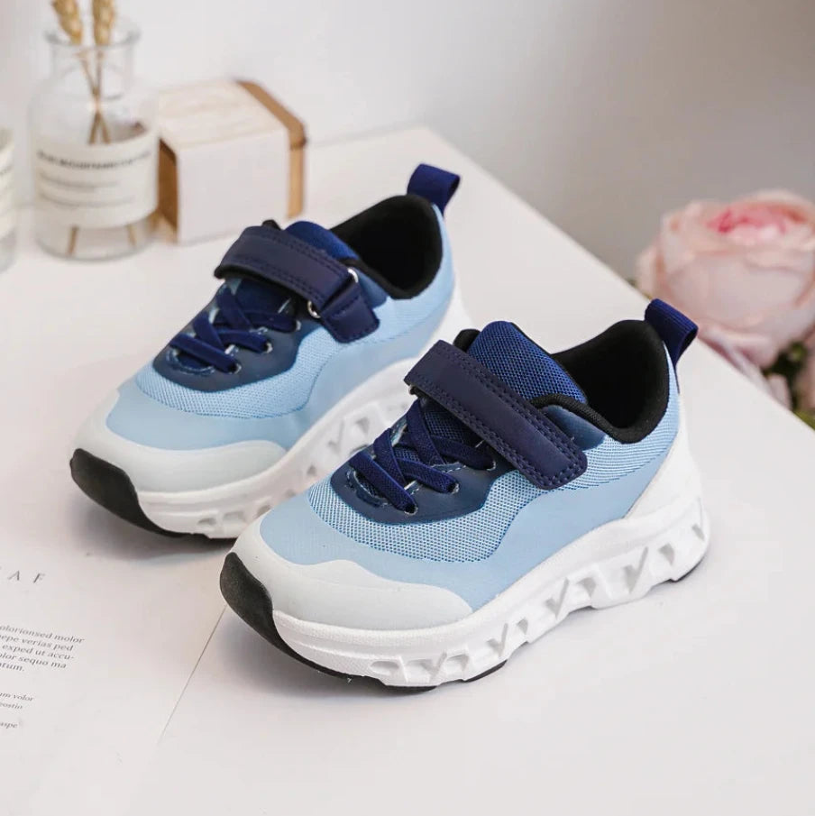 Baskets Enfant à Scratch – Chaussures Sport Enfant – Confortables et Légères – Bleu Clair et Bleu Marine