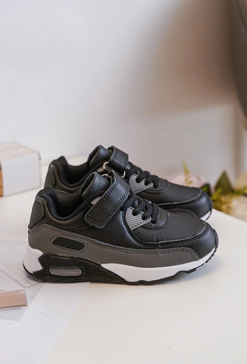 Baskets Enfant à Scratch – Chaussures Sport Enfant – Confortables et Légères – Noir