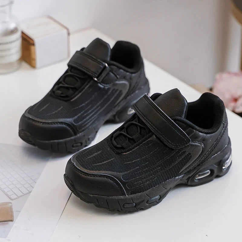 Baskets Enfant à Scratch – Chaussures Sport Enfant – Confortables et Légères – Noir