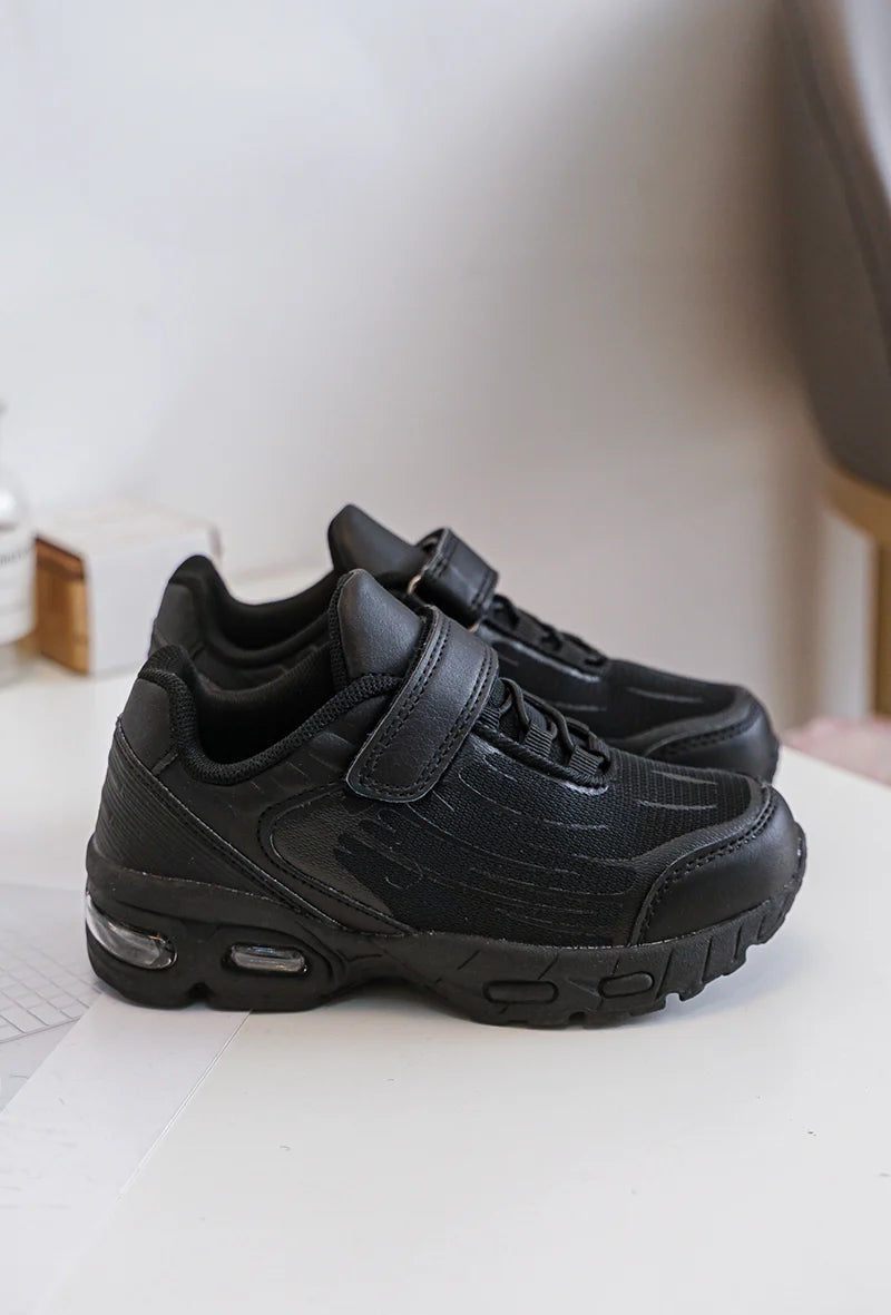 Baskets Enfant à Scratch – Chaussures Sport Enfant – Confortables et Légères – Noir