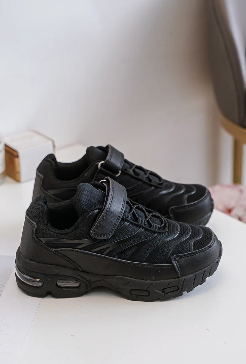 Baskets Enfant à Scratch – Chaussures Sport Enfant – Confortables et Légères – Noir