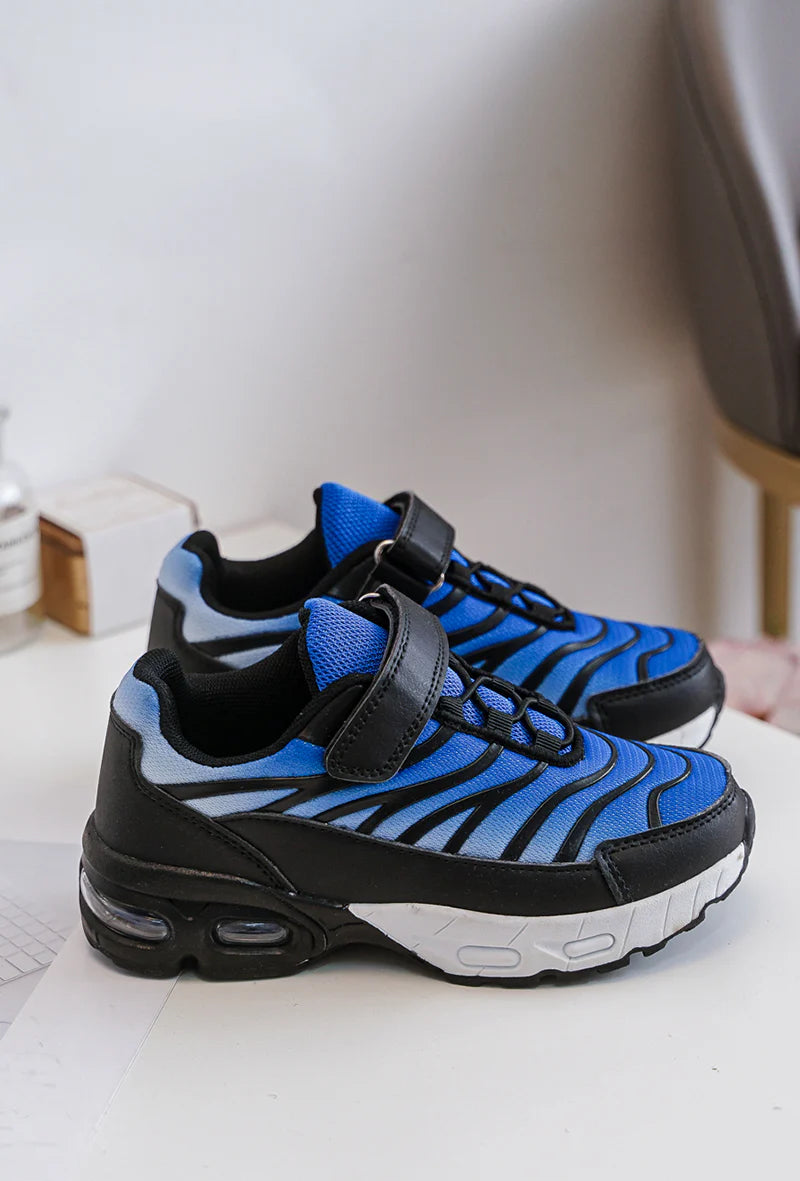 Baskets Enfant à Scratch – Chaussures Sport Garçon/Fille – Confortables et Légères – Bleu et Noir