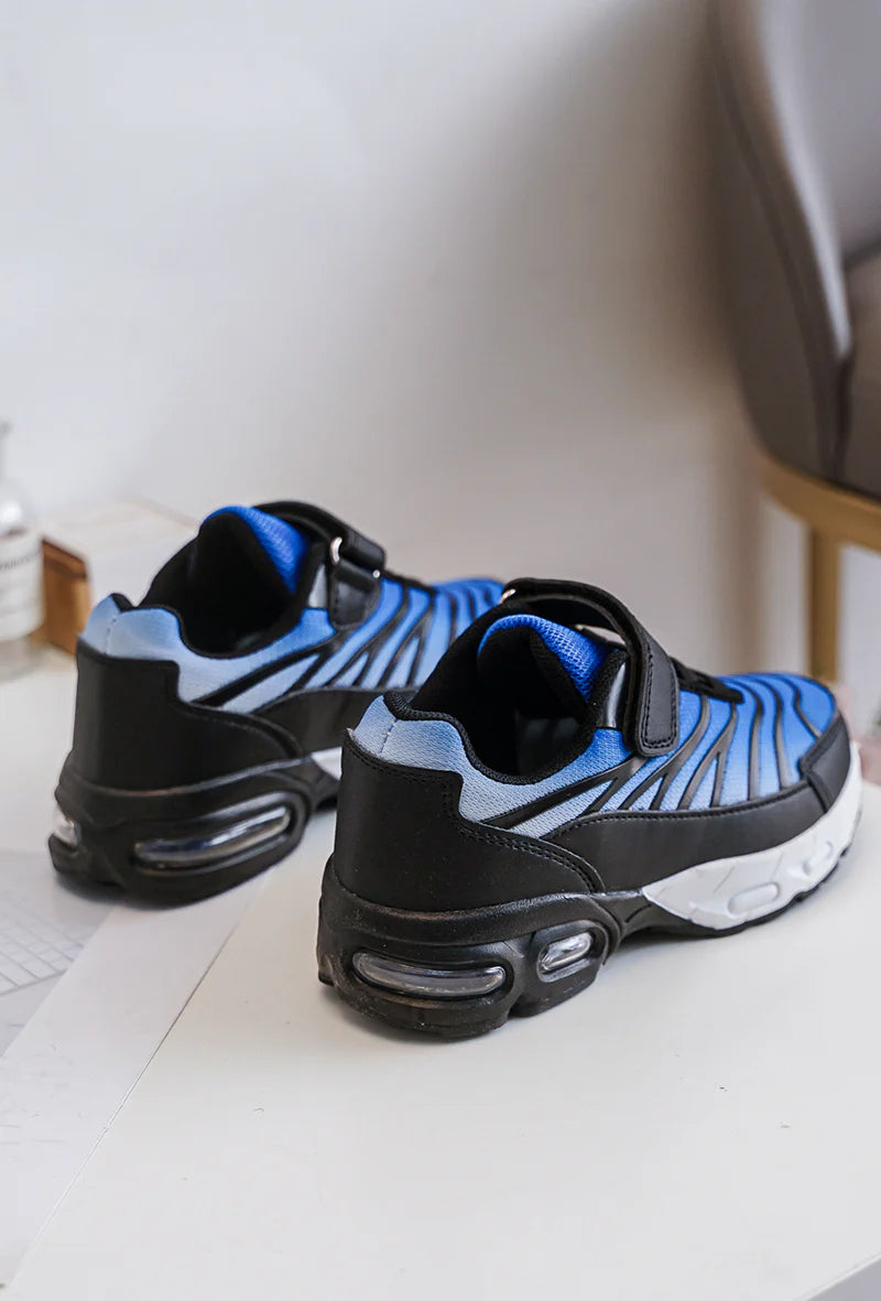 Baskets Enfant à Scratch – Chaussures Sport Garçon/Fille – Confortables et Légères – Bleu et Noir